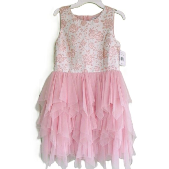 NWT Speechless Peach & Cream Embroidered Rose bodice & Tulle skirt Dress Girl 16 - Picture 1 of 6